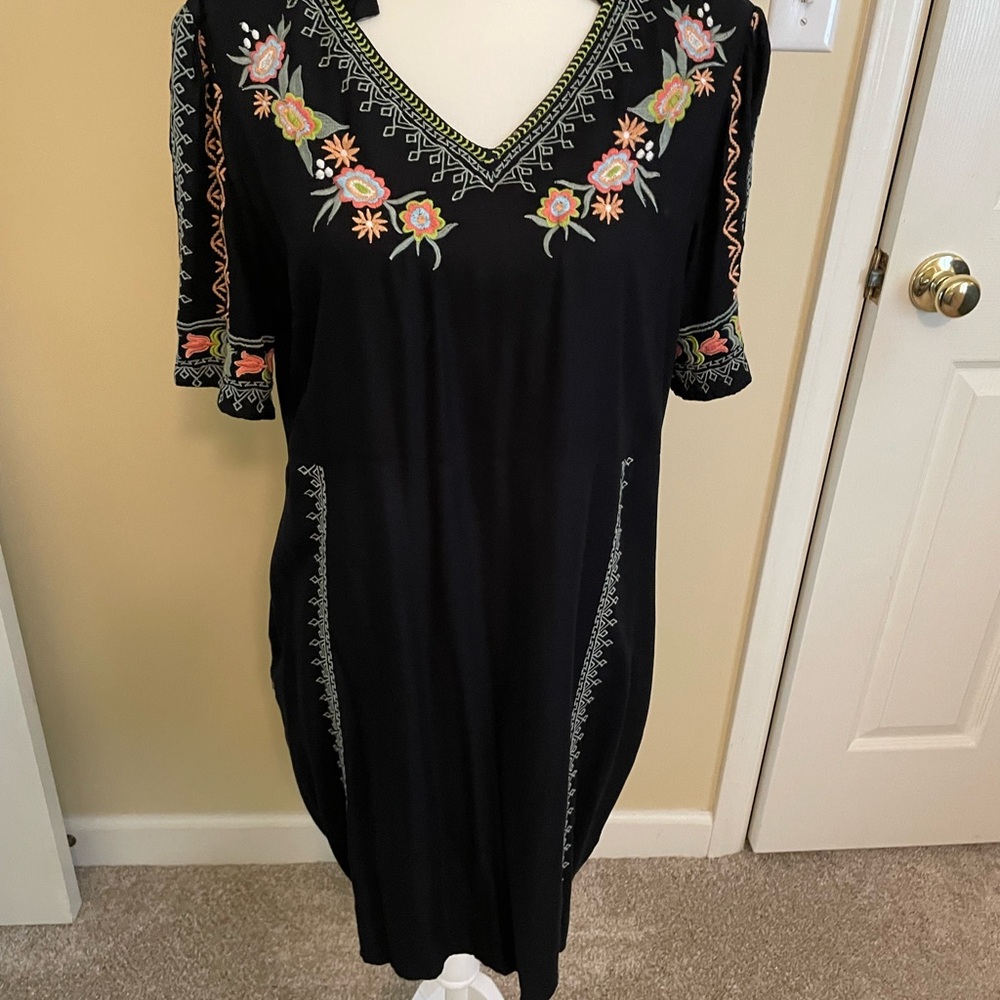 Embroidered Black Dress
